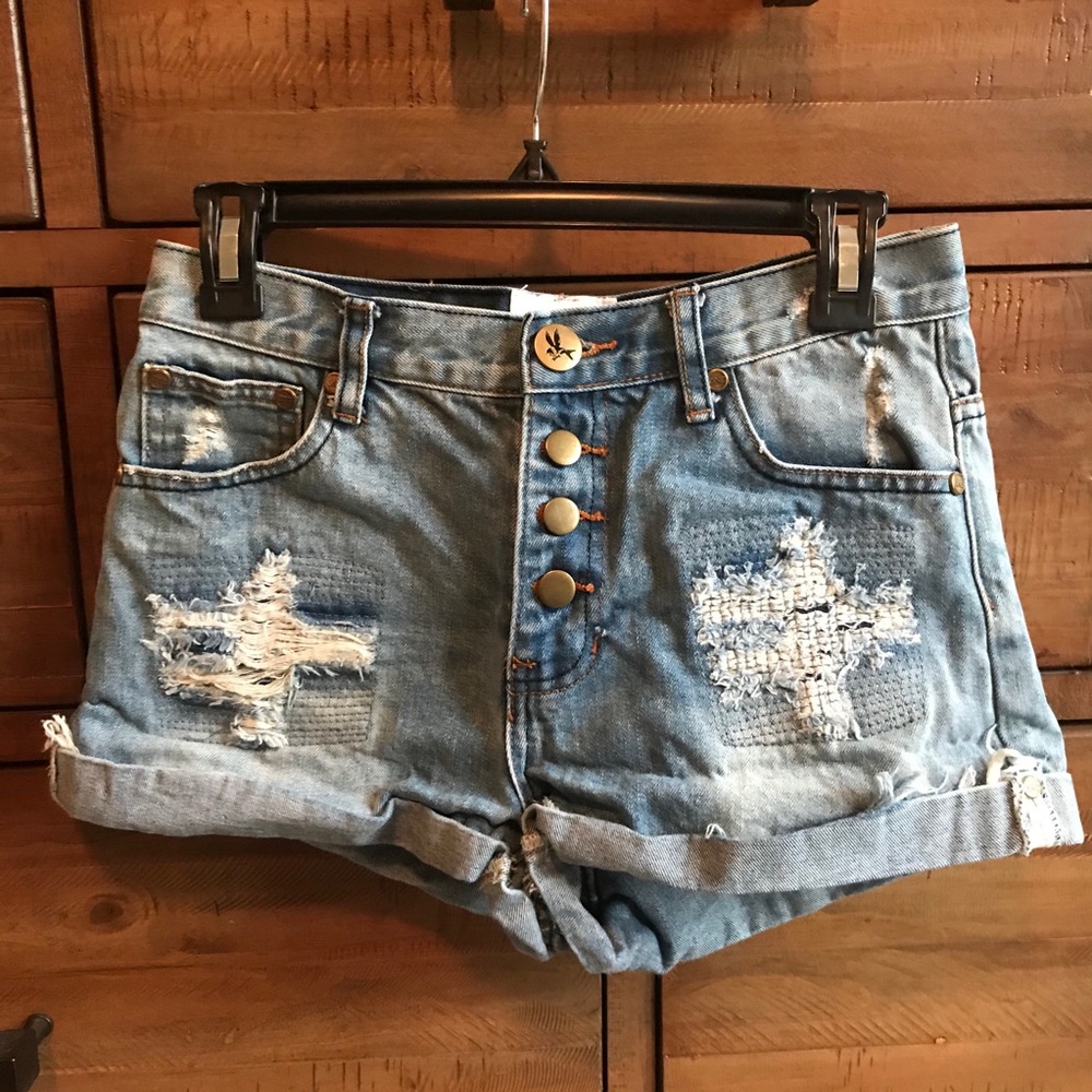 ‘ONE’ High-Waisted Denim Shorts